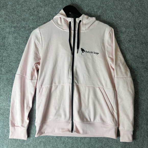 Riflessi Tops - Riflessi Hoodie Womens Large Pale Pink Pretty Girl Savage‎ Full Zip Panther Logo